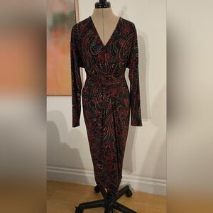 LAUREN BY RALPH LAUREN Paisley Long Sleeve Dress